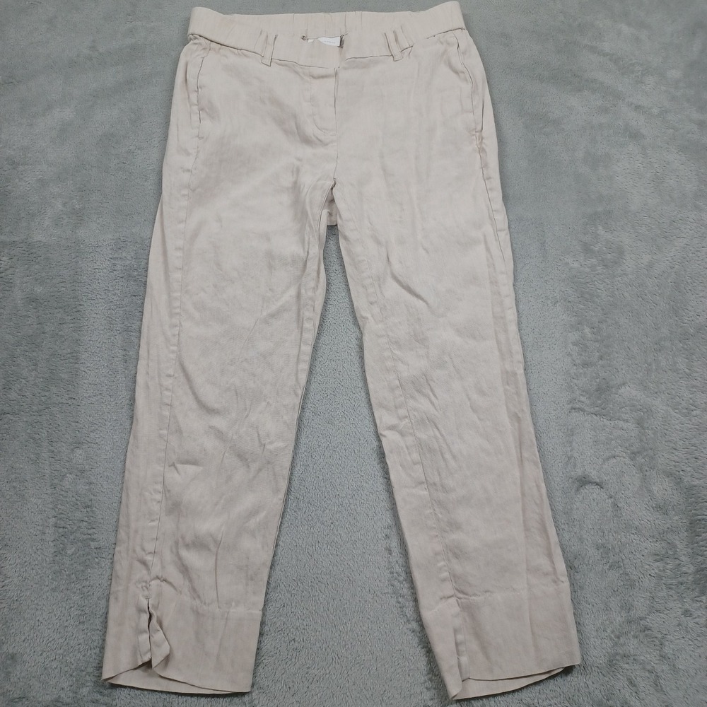 J Jill‎ Pants Womens Small Petite Brown Linen Stertch Pull On Casual Preppy